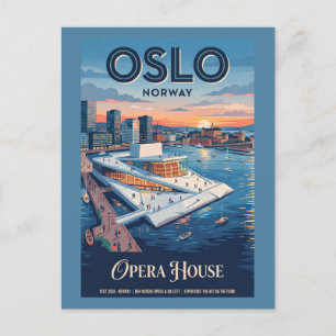Oslo Operahuis Noorwegen Vintage Reisposter Briefkaart