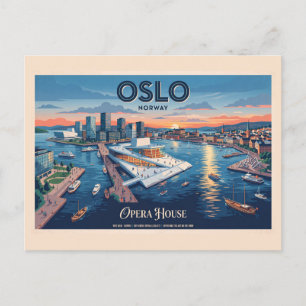 Oslo Operahuis Vintage Reisposter - Noorwegen Briefkaart