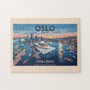 Oslo Operahuis Vintage Reisposter - Noorwegen Legpuzzel