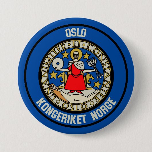 Oslo Round Emblem Ronde Button 7,6 Cm (Voorkant)