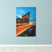 Oslo 's nachts, Noorwegen Canvas Afdruk (Insitu (Houten vloer))