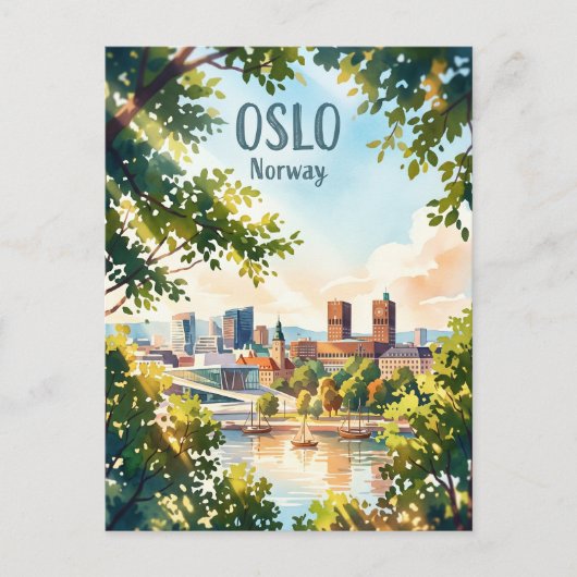 Oslo silhouet Noorwegen Briefkaart (Voorkant)