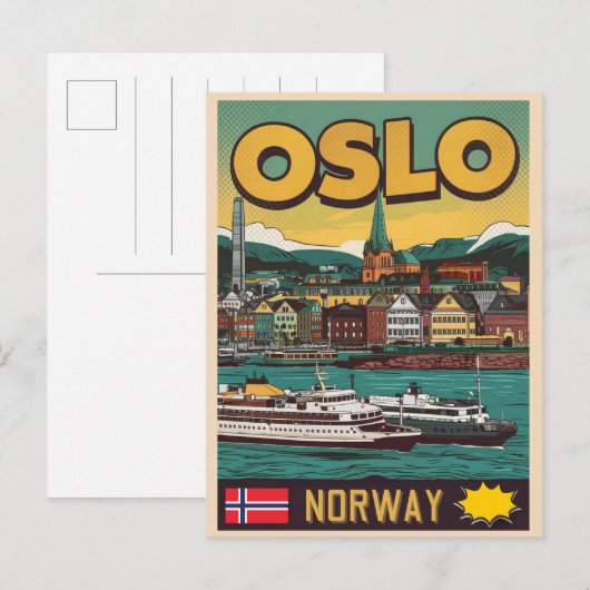 Oslo veerboten Noorwegen stripverhalen souvenirs e Briefkaart (Voorkant / Achterkant)