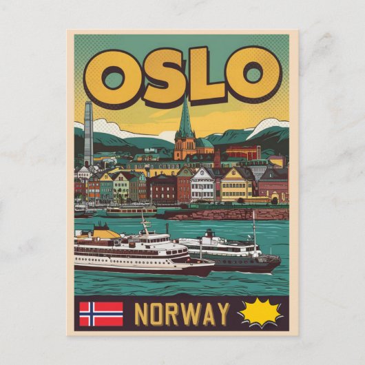 Oslo veerboten Noorwegen stripverhalen souvenirs e Briefkaart (Voorkant)