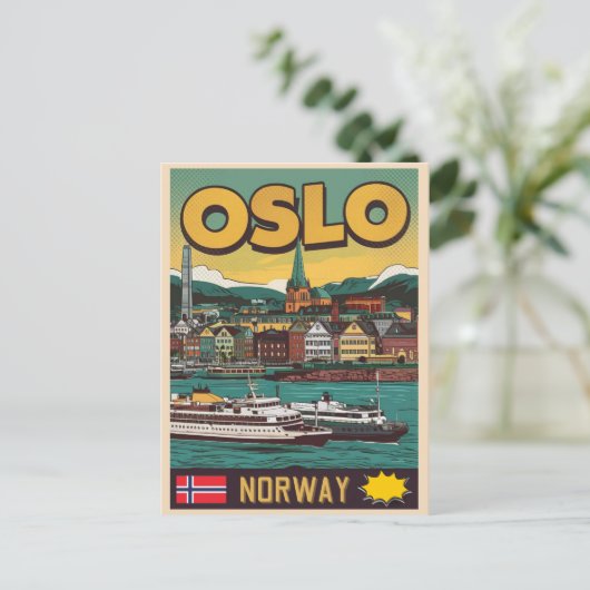 Oslo veerboten Noorwegen stripverhalen souvenirs e Briefkaart (Staand voorkant)