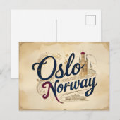 Oslo Vintage Silhouet Briefkaart (Voorkant / Achterkant)