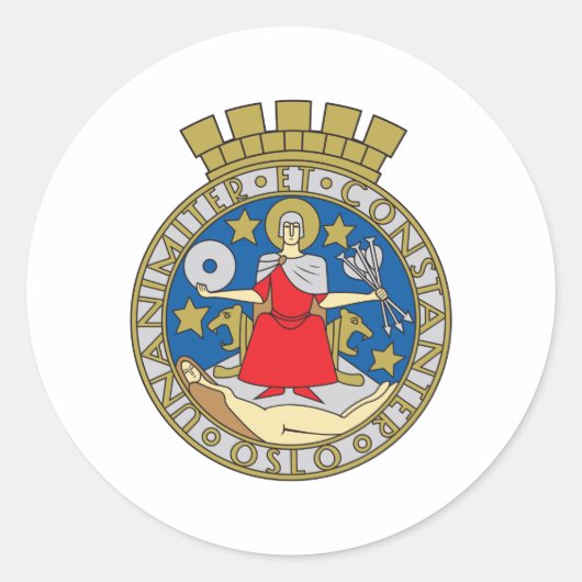Oslo-wapenschild Ronde Sticker (Voorkant)