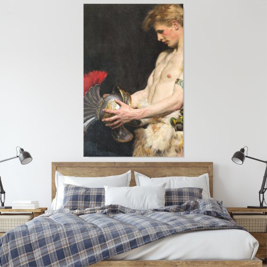 Osmar Schindler Germaanse krijger met helm (1902) Canvas Afdruk (Insitu (Slaapkamer))