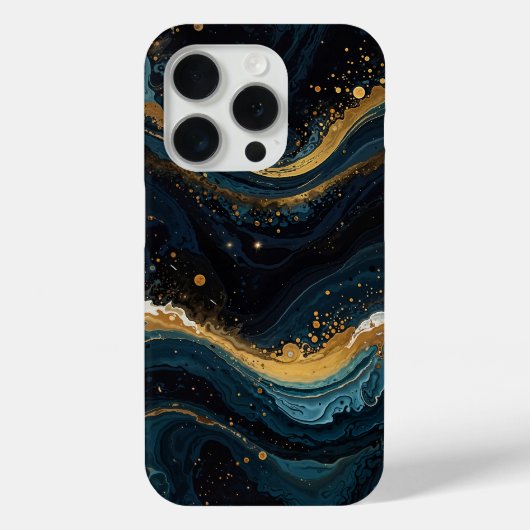 Osmic Gold en Blue Fluid Art, Luxe Abstract Case-Mate iPhone Case (Achterkant)