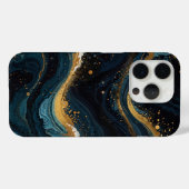 Osmic Gold en Blue Fluid Art, Luxe Abstract Case-Mate iPhone Case (Achterkant (horizontaal))