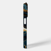 Osmic Gold en Blue Fluid Art, Luxe Abstract Case-Mate iPhone Case (Achterkant / Rechts)