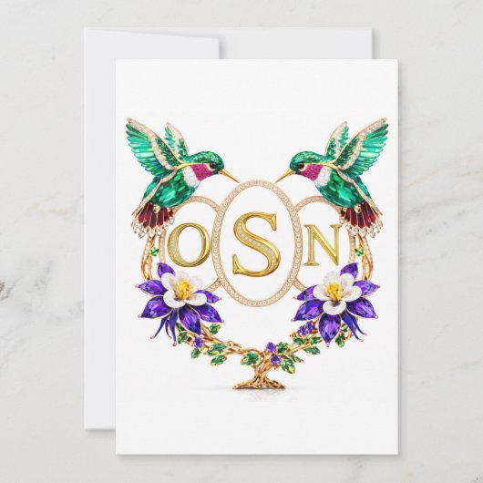 OSN Kolibrie Huwelijk Aangepaste Letters CO Kaart (Voorkant)