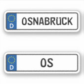 Osnabruck kentekenen, Duits Autokenteken Sticker (Voorkant)