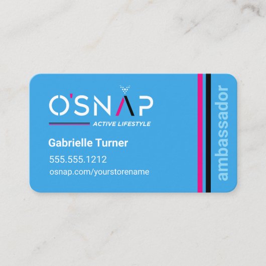 O'Snap Blue Rectangle Visitekaartje (Voorkant)