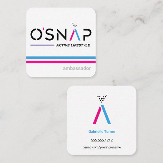 O'Snap Design 3-Visitekaartje Vierkante Visitekaartje (Voorkant / Achterkant)