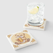 oso comiendo miel stenen onderzetter (Zijkant)