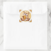 oso comiendo miel vierkante sticker (Tas)