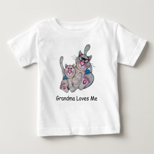 OSo Cute "Grandma houdt van me" Cat Ruffled T-shir (Voorkant)
