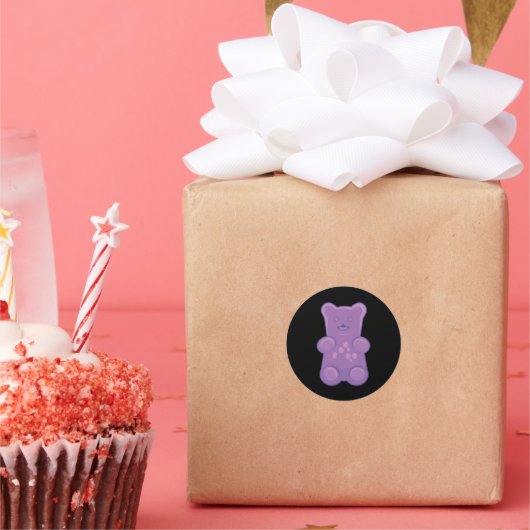 Oso de Goma Purpura  Ronde Sticker (Feest)