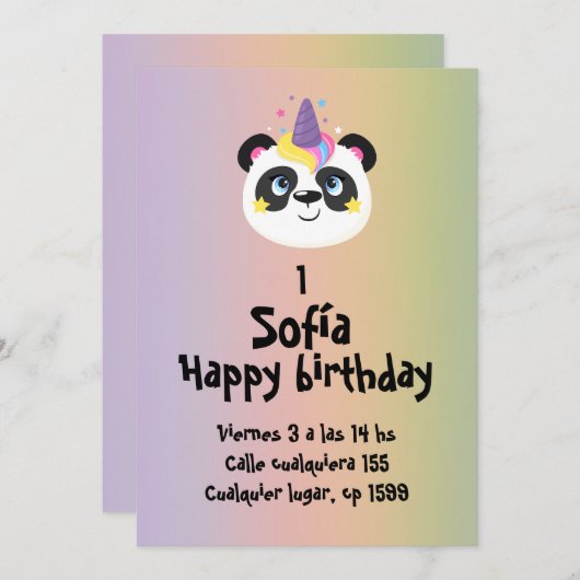Oso panda de cumpleaños  kaart (Voorkant / Achterkant)