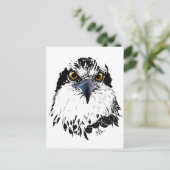 Osprey Drawing Black White met Piercing Eyes Feestdagenkaart (Staand voorkant)
