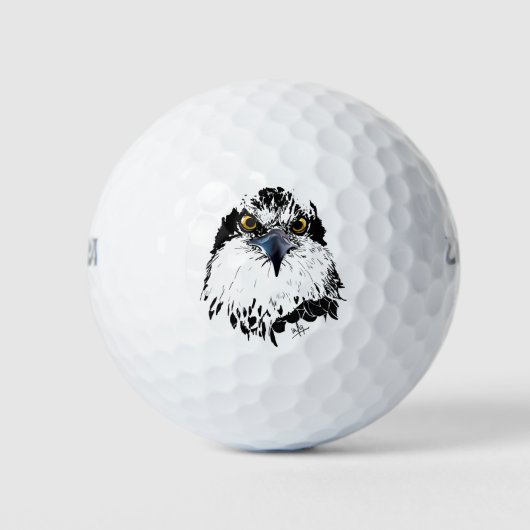 Osprey Drawing Black White met Piercing Eyes Golfballen (Voorkant)