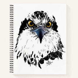 Osprey Drawing Black White met Piercing Eyes Notitieboek
