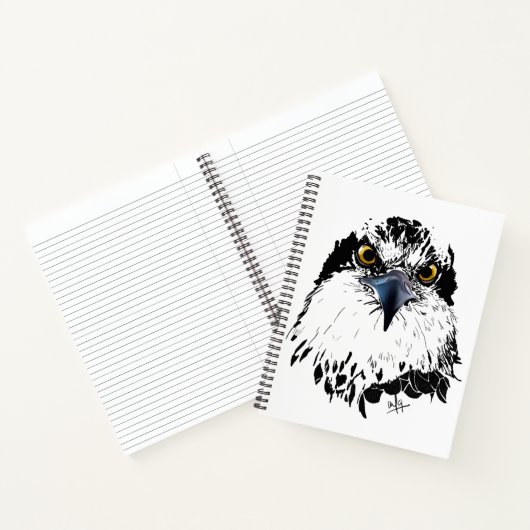 Osprey Drawing Black White met Piercing Eyes Notitieboek (Binnen)