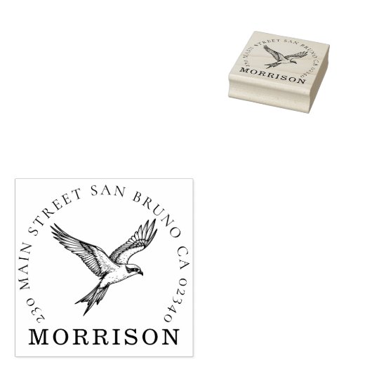 Osprey Family Adresstempel – Stijgend Erfgoed Rubberstempel (Gestempeld)