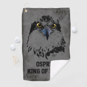 Osprey King of Birds Illustration Dark Grey Grunge Golfhanddoek (Insitu)