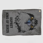 Osprey King of Birds Illustration Dark Grey Grunge Golfhanddoek (Horizontaal)