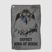Osprey King of Birds Illustration Dark Grey Grunge Golfhanddoek (Voorkant)