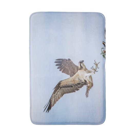 Osprey-landing in het nest badmat (Voorkant Verticaal)