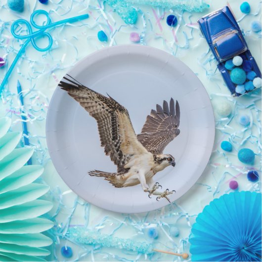 Osprey-landing in het nest papieren bordje (Feest)