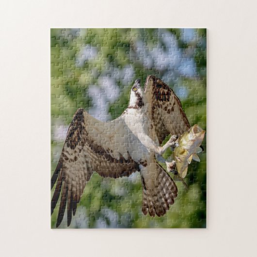 Osprey met grote mondbaars legpuzzel (Verticaal)
