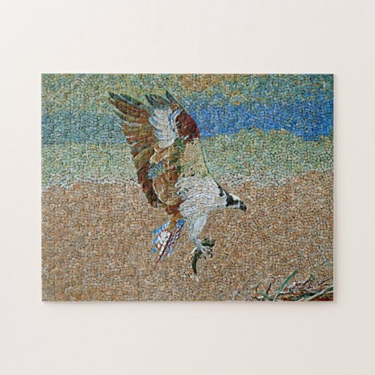 Osprey met Vis Mozaïek Patroon Print Legpuzzel (Horizontaal)