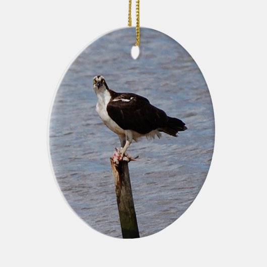 Osprey met visversiering keramisch ornament (Rechts)
