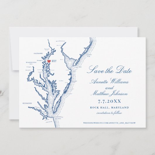 Osprey Point Inn Rock Hall MD Elegante bruiloft Save The Date (Voorkant)