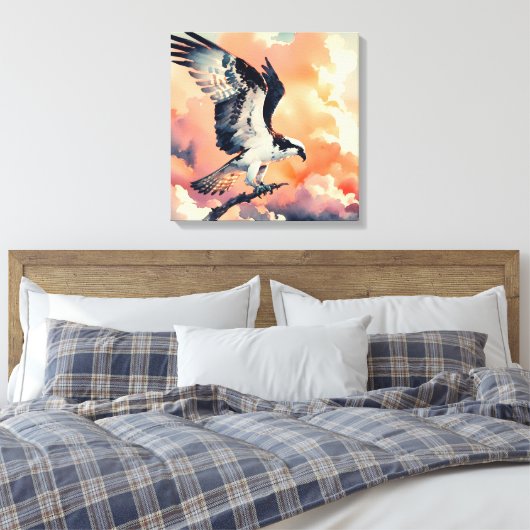 Osprey Stretches Canvas Afdruk (Insitu (Slaapkamer))