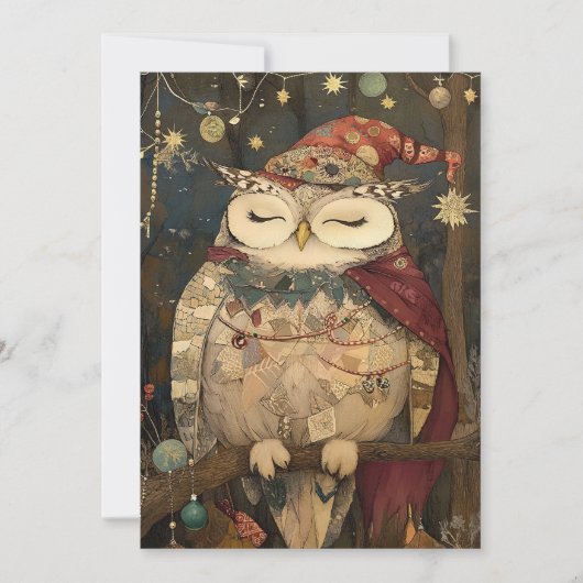 Osric the Owl | Woodland Whimsy  Feestdagenkaart (Voorkant)
