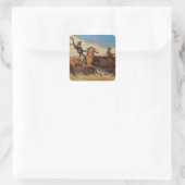 “Ossen naar de markt” Westerse kunst van Maynard D Vierkante Sticker (Tas)