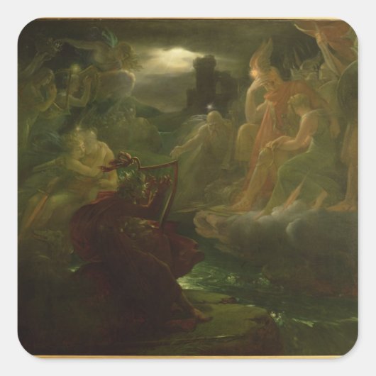 Ossian Conjving the Spirits of the River Vierkante Sticker (Voorkant)