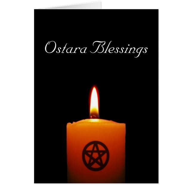 Ostara Blessings Pagan Candle met Pentacle Kaart (Voorkant)