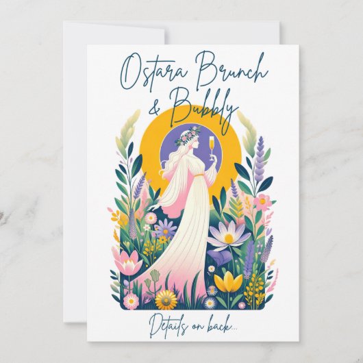 Ostara Brunch & Bubbly Uitnodigingskaart + Downloa Kaart (Voorkant)