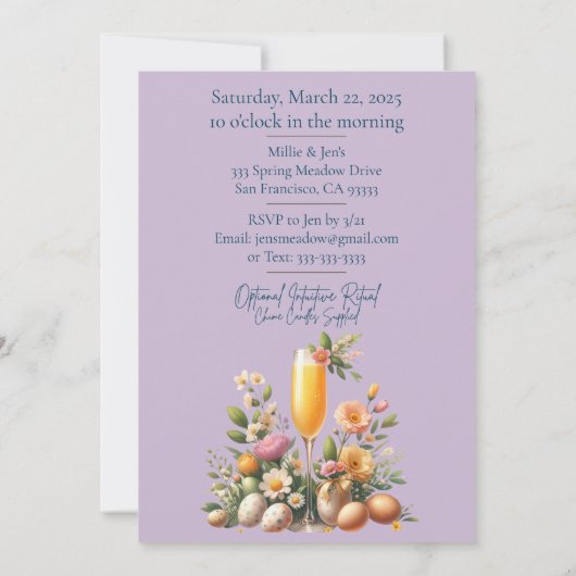 Ostara Brunch & Bubbly Uitnodigingskaart + Downloa Kaart (Achterkant)