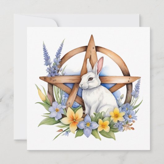 Ostara Bunny Spring Equinox Eostre Wicca Feestdagenkaart (Voorkant)