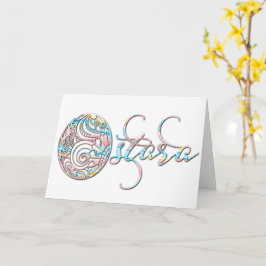 Ostara Egg Bright Script Greeting Kaart (Gele Bloem)