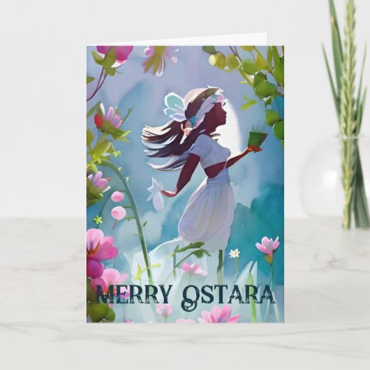 Ostara Goddess Floral Spring Forest Pagan Feestdagen Kaart (Voorkant)