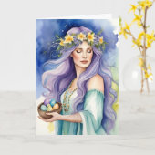 Ostara Goddess Spring Equinox Sabbat Wicca Holiday Kaart (Gele Bloem)