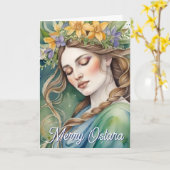Ostara Goddess Spring Equinox Sabbat Wicca Holiday Kaart (Gele Bloem)